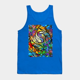 Abstract Flowery Stained Glass Yin Yang Tank Top